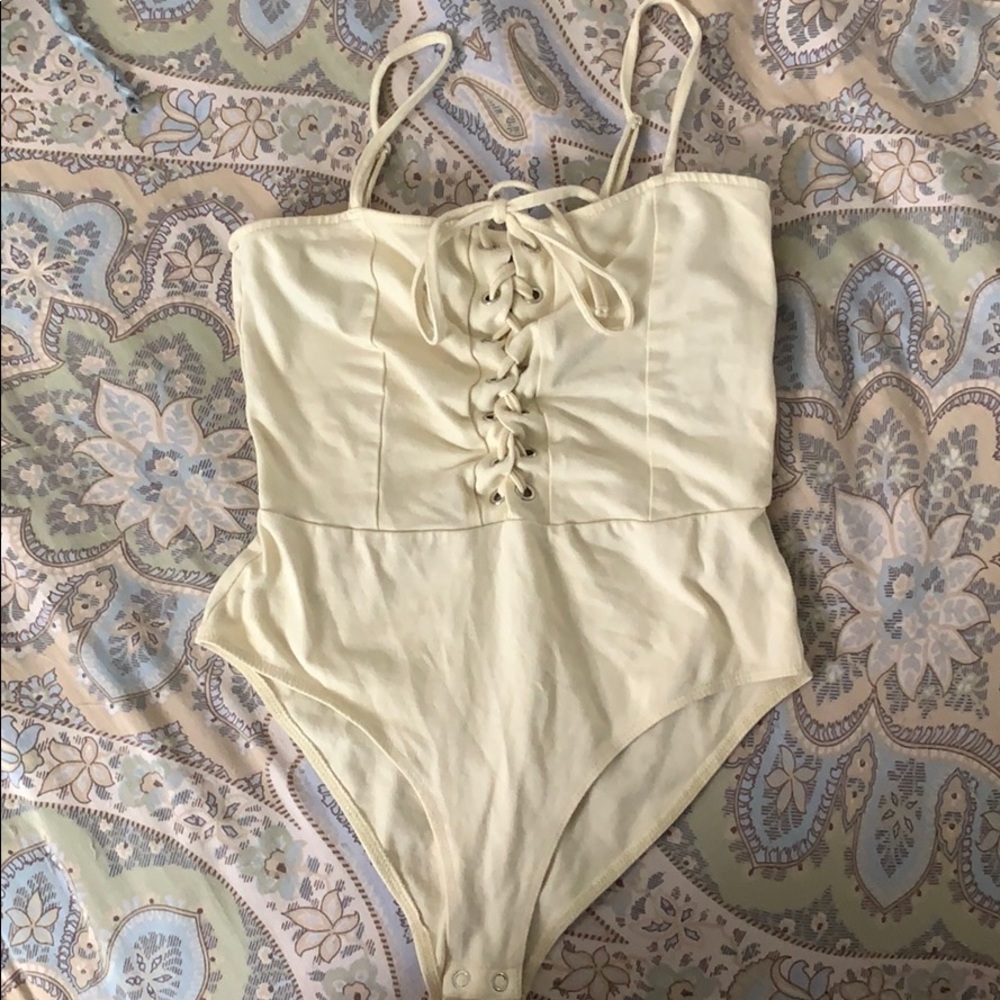 Forever 21 Yellow Lace-Up Bodysuit!